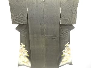 アンティーク　錦紗檜扇に松鶴模様刺繍留袖